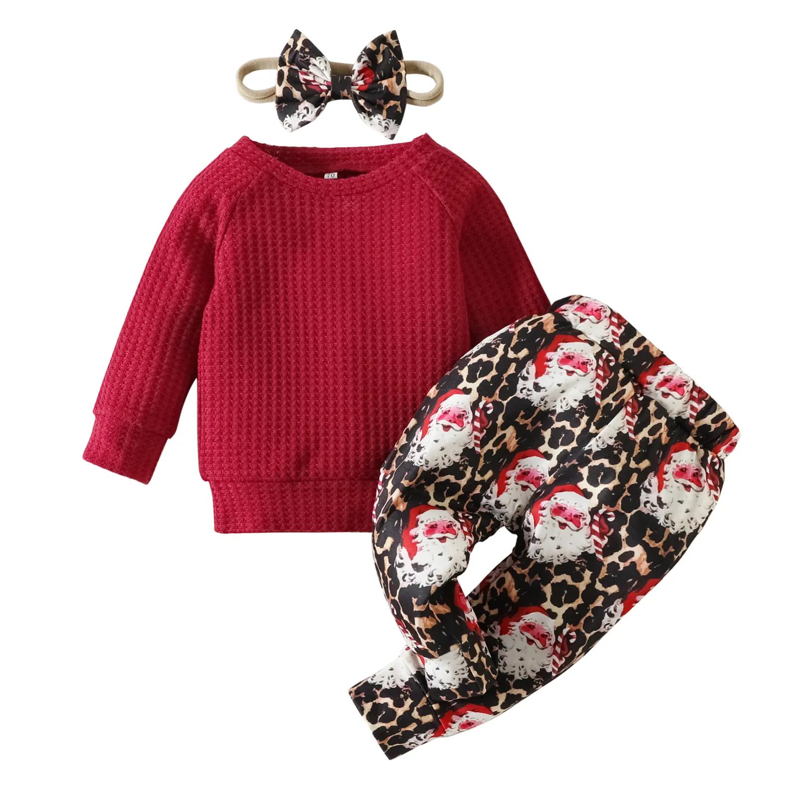 Crianças Vestuário Kid Natal Pijama Meninas Top e Plissado Calças Boutique Outfit Conjuntos de Roupas Do Bebê Santa 9157