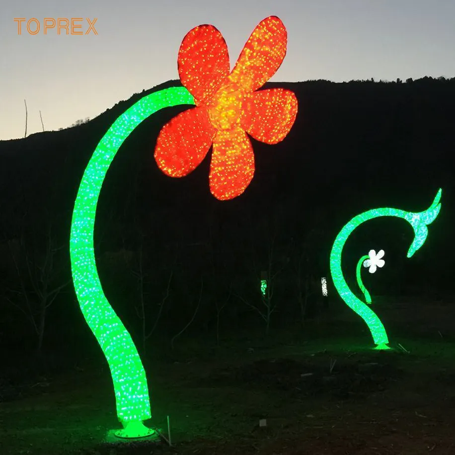 Toprex decorativo 2D corda corda LED catena di luce in metallo motivo a forma di fiore per il paesaggio e le vacanze come natale Halloween