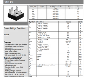 Nuevo y OEM Garantía 1 año SKD25/02 Módulo de rectificadores de puente de potencia - Product Image 4
