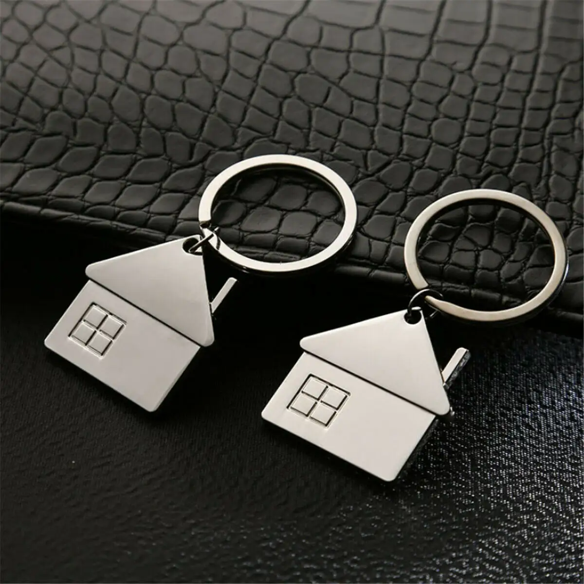 घर घर के आकार का चांदी कीरिंग मिश्र धातु लटकन Keyfob क्रोम कुंजी बैग श्रृंखला परिवार उपहार