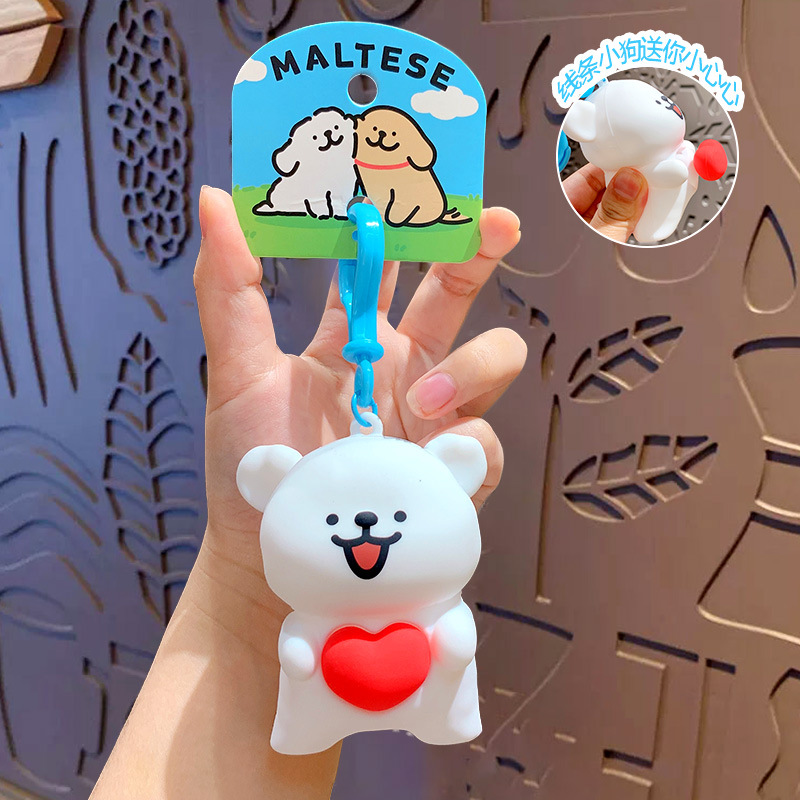 Line Puppy gives you a little heart - white