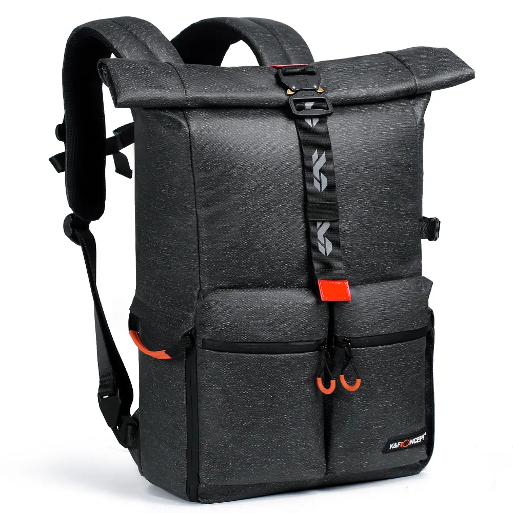 K & f concept mochila para câmera fotográfica, mochila para câmera dslr, à prova d' água, à prova de choque, cor preta, para homens e mulheres 2020