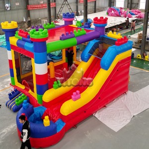 Kabarık kaydıraklı oyun kalesi ticari inşaat temalı sıçrama ev slayt ile yüksek kalite şişme şato çocuklar için parti - Product Image 3