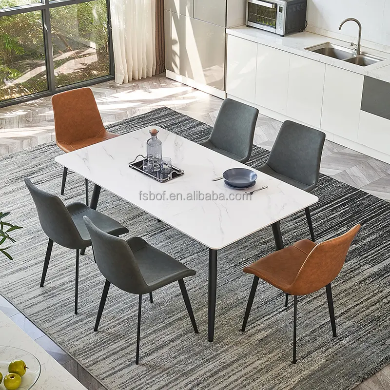 Rock lastra tavolo da pranzo moderno e minimalista per uso domestico piccolo appartamento rettangolare a duplice uso ristorante Nordic tavolo da pranzo in marmo