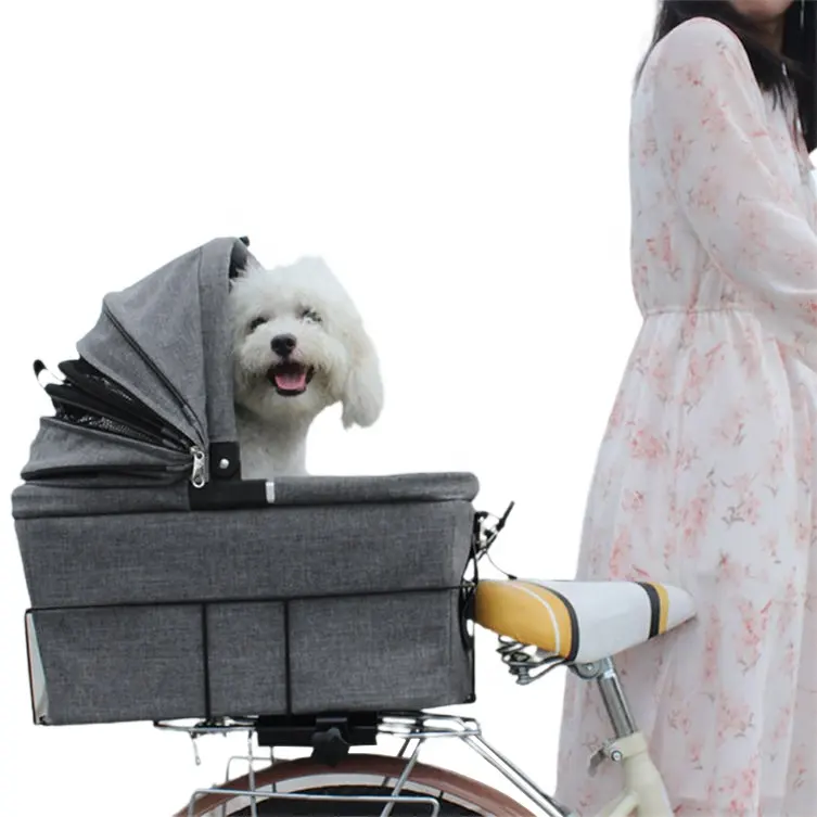 Cesta plegable para perros y gatos pequeños para bicicleta con asiento trasero extraíble, cesta para perros para bicicleta, cesta trasera grande para bicicleta