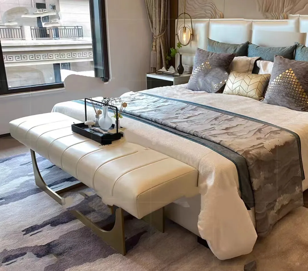 Mobili personalizzati semplice e moderno letto in pelle luce lusso Jinmao casa modello camera camera da letto matrimoniale letto grande unità spot
