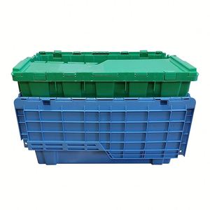 Contenedores de tapa adjunta de almacenamiento de plástico Caja móvil logística de anidamiento resistente - Product Image 4