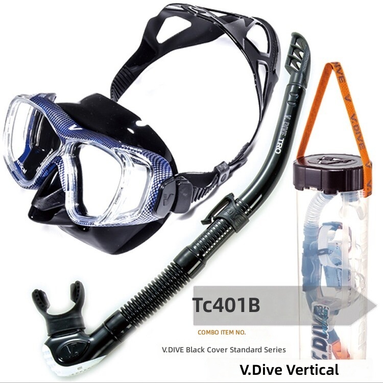 Máscara TC401B + Snorkel Semiseco + Cubo Carbon Blu