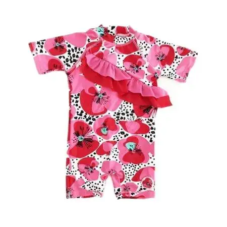Costumi da bagno per ragazze rosa simpatici costumi da bagno costume intero di farfalla bambine amano indossare Rashguard abbinato