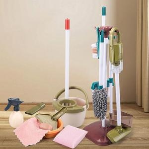 Çocuklar için temizleme seti Housekeeping oyna Pretend Set temizlik oyuncaklar hediye tulumları süpürge paspas silgi faraş fırçalar Rag dahil