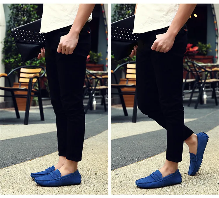 Plus Size 38-49 Pigskin Men Pea Soft Shoes Flats Light Breathable Slip-on Loafers Casual Shoes