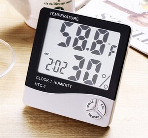 Temperatura e higrómetro Pantalla LCD para el hogar Termómetro Higrómetro con reloj despertador Pantalla grande electrónica para interiores - Product Image 3