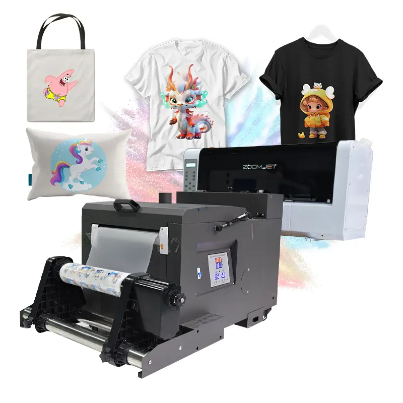 Impresora de camisetas zoomjet A3 de 35cm, máquina de impresión DTF, impresora y secadora todo en uno para impresión de camisetas con dos cabezales de impresión XP600