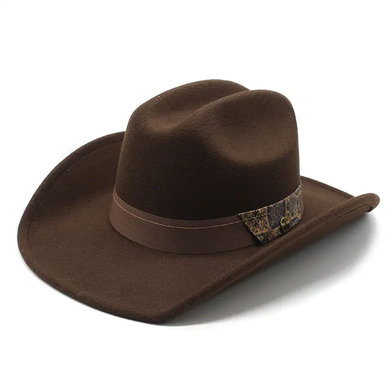 neues design modisch weiß cowboy-hut großhandel vintage einstellbar felt cowboy-hüte für herren