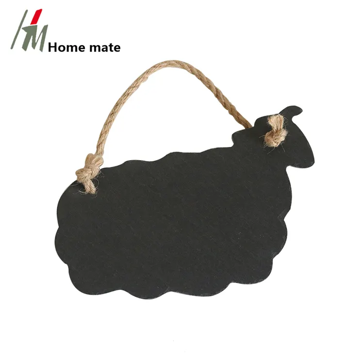 Placa de giz em forma de animal, pedra negra da novidade, pendurada em pedra preta/apagável, quadro de mensagens-ovelha