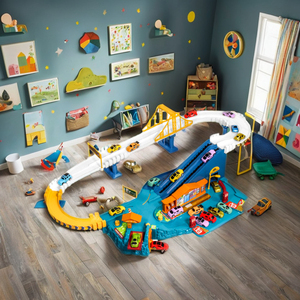 Hot Selling Plastic PC Train Slot <strong>Toy</strong> for Kids Boys Racing Car Track Winding <strong>Highway</strong> Rail Parking Lot Car Slot <strong>Toy</strong> - Product Image 3