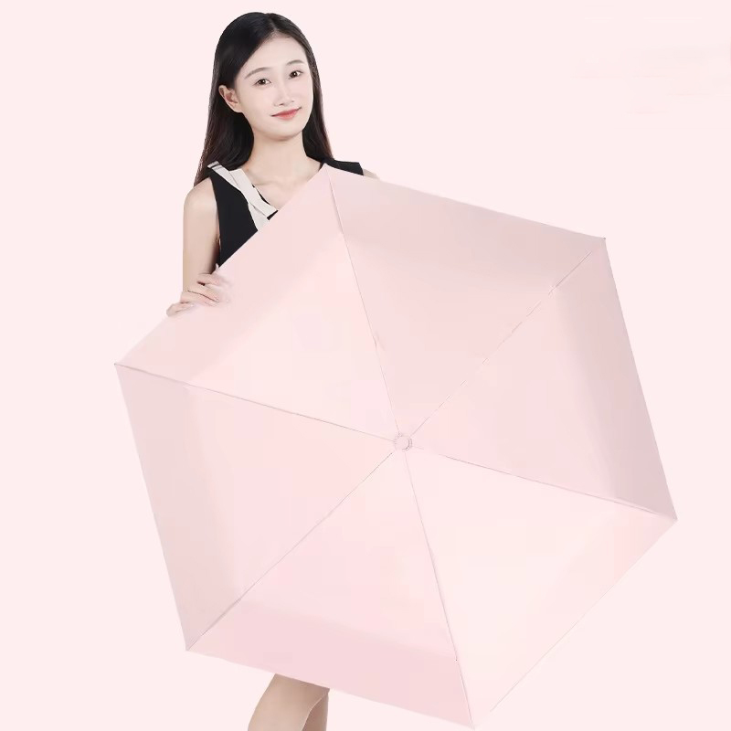 ultra-light umbrella-color-blocked handle-black pink