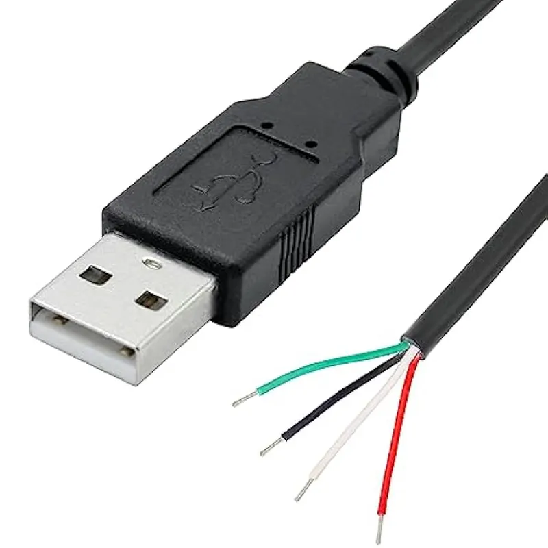 Câble USB A mâle vers fil nu à extrémité ouverte 3.3Ft 100cm 5V 2.1A 2 4 cœurs Transmission de puissance et de données Pigtail Repair Tin on Tail