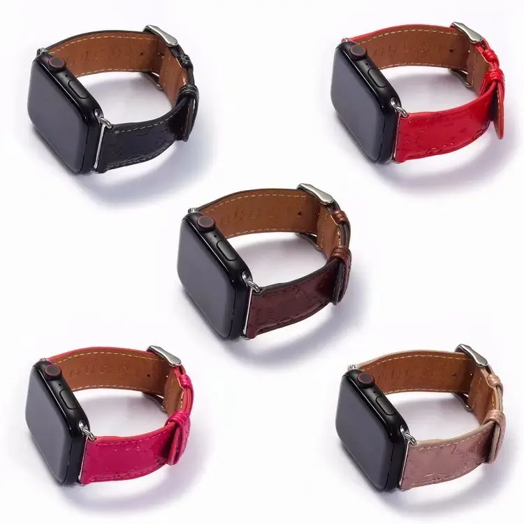 Correas de cuero PU de lujo para apple watch, series 6 5 SE, correa de reloj de diseñador, 38, 40, 42, 44mm, alta calidad