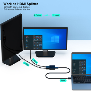 Interruptor HDMI personalizado 4K @ 60Hz, conmutador HDMI bidireccional 2 entradas 1 salida, 1 entrada 2 salidas, compatible con 4K 3D HD 1080P