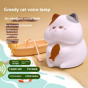 2025 Greedy Cat LED Night <strong>Light</strong> Modern Style Silicone Mini Lamp <strong>Sensor</strong> Power Generation Soft <strong>Timer</strong> Tap Battery for Bedroom Use - Product Image 6