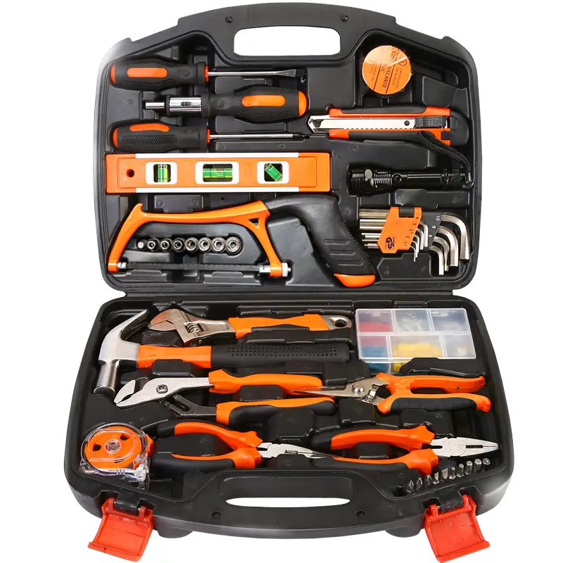 Juego de Herramientas para el hogar, caja de herramientas de mantenimiento Manual de carpintería eléctrica, herramientas multifuncionales, 106 Uds.