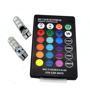 T10 Led 194 168 W5W 5050 SMD RGB araba Dome okuma lambası otomobiller kama lamba RGB uzaktan kumanda ile LED ampul denetleyici - Product Image 1
