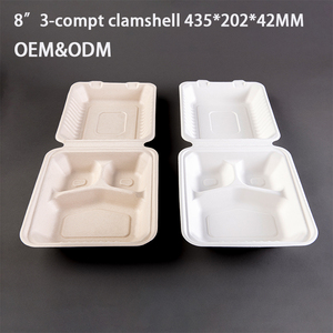PFAS içermeyen 8 inç Bagasse 3-Compt kapaklı kutu mikrodalga mevcut biyobozunur tek kullanımlık 3-Compt kapaklı kutu - Product Image 2