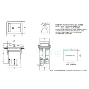 25A125V/250VAC X7 serisi IP67 su geçirmez DPST 4Pin ışıksız araçlar için açma-kapama Rocker anahtarı - Product Image 6