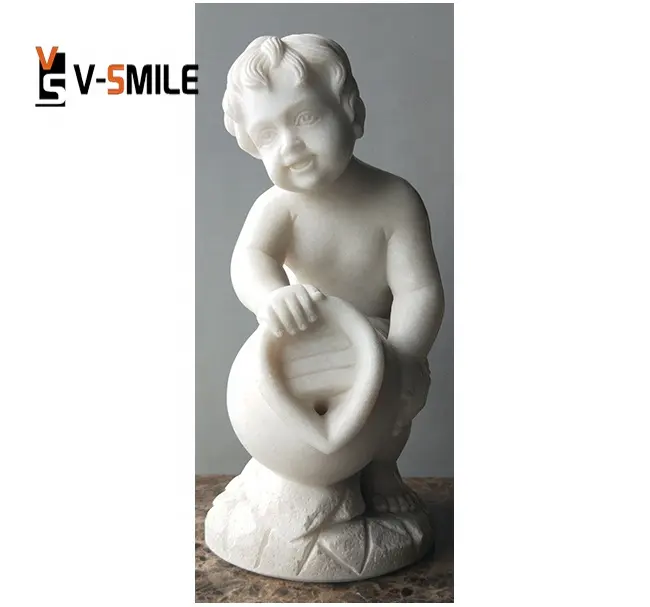 Alta Polido Mármore Branco Life Size Jardim Indoor Pequena criança Escultura Estátua miúdo escultura