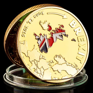 英国脱欧国家镀金纪念币纪念品收藏或礼品