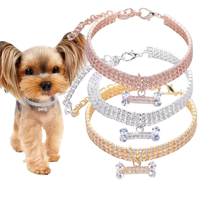 Luxo Pet colares Cat Crystal Collar Zircon Bling dog collars Rhinestone Jóias para Puppy Cats