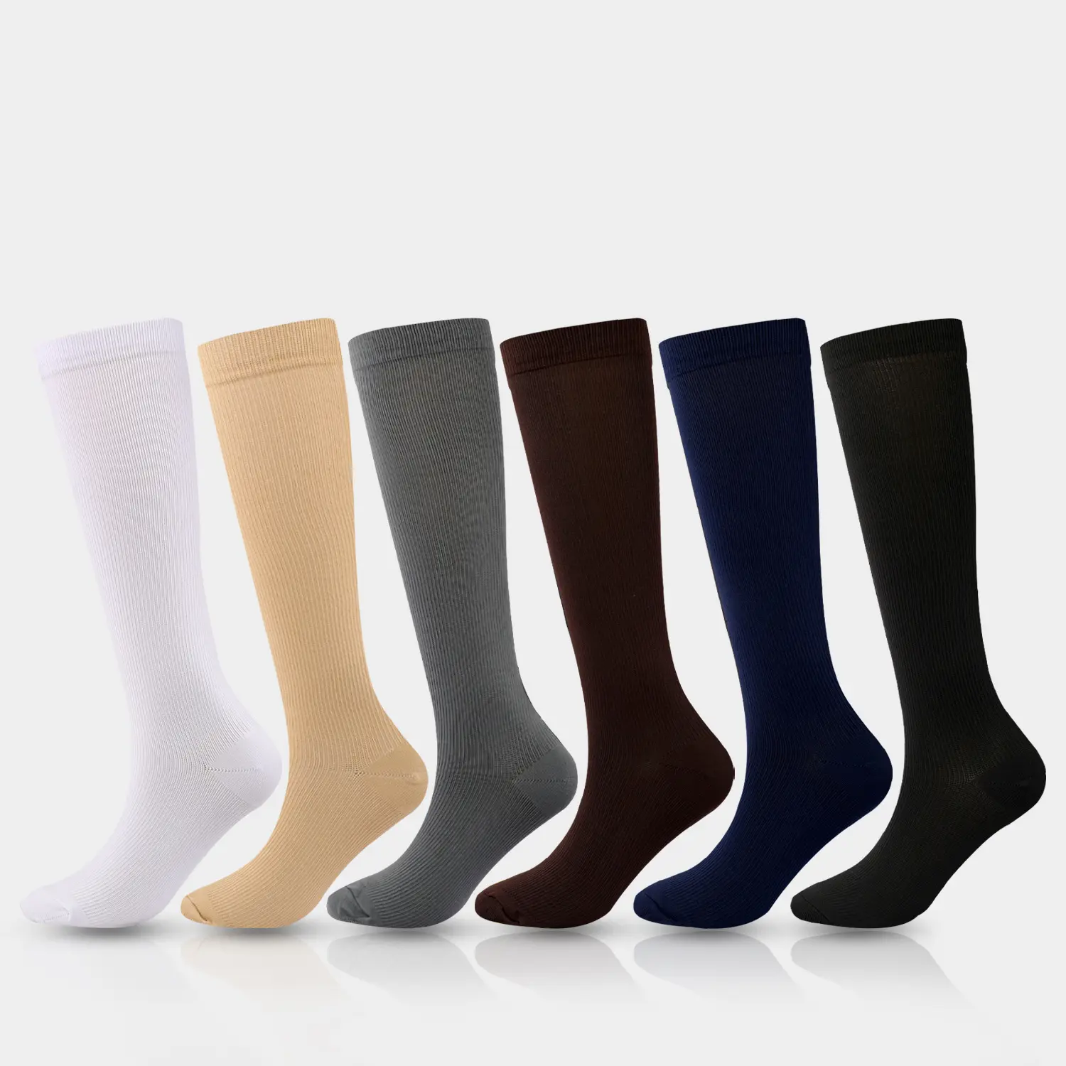 Chaussettes de compression amincissantes promotionnelles de couleur unie pour hommes et femmes