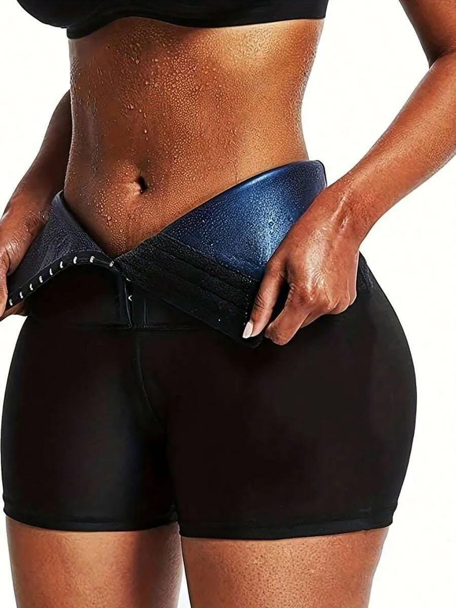 Sauna Sweat Shorts Pantalones Cintura Compresión Entrenador para mujeres Entrenamiento Muslo Más Delgado Cintura alta