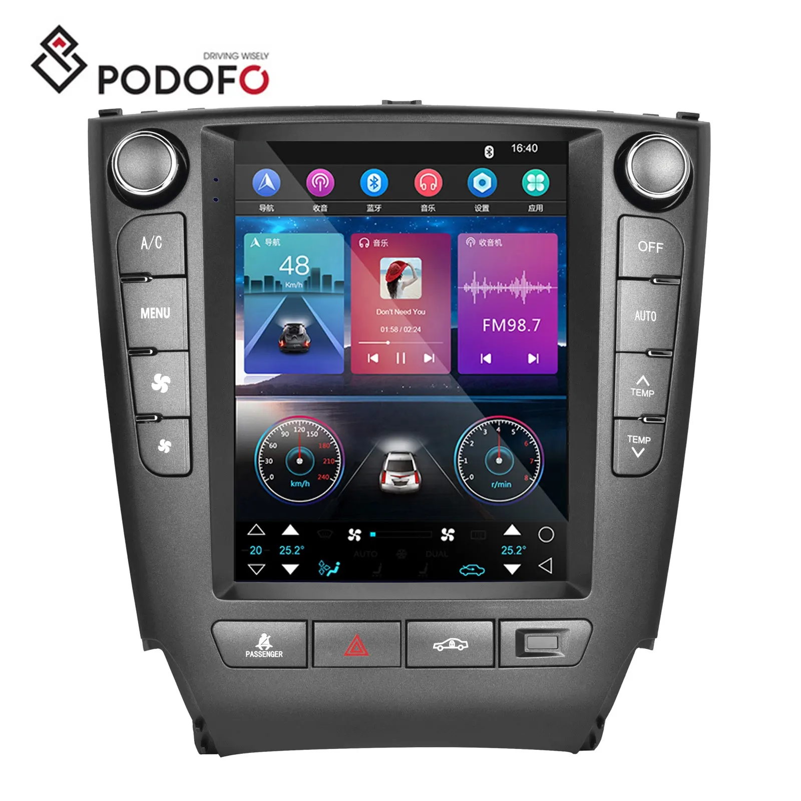 Podofo 9.7 بوصة السيارات الالكترونيات الروبوت 11 1 + 16/2 + 32 سيارة Autoradio ل كزس IS250 2006-2012 Carplay الروبوت السيارات ايفي WIFI GPS