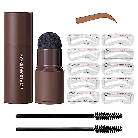 Kit per modellare le sopracciglia timbro matita per sopracciglia e 5 paia stencil per sopracciglia Kit penna cosmetici trucco per occhi di colore naturale impermeabile