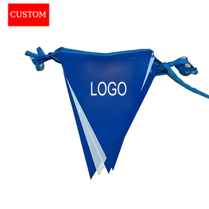 Banderines coloridos de tela de poliéster con impresión de logotipo personalizado, banderines triangulares, banderines para decoración de celebración - Product Image 1