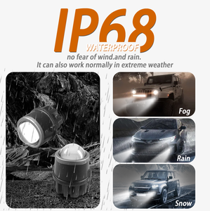 Universal 2'' Car LED Lights Fog Double Reflective <strong>Cup</strong> Round Fog Lamp 3000K Yellow Bi-led Lens LED Projector Fog Lamp for Car