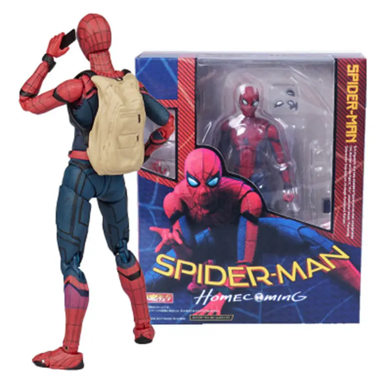 Articulaciones de Spider-Man de alta calidad pueden mover PVC 3D dibujos animados anime película modelo PS4 Spider-Man handoffice modelo Boxed Set