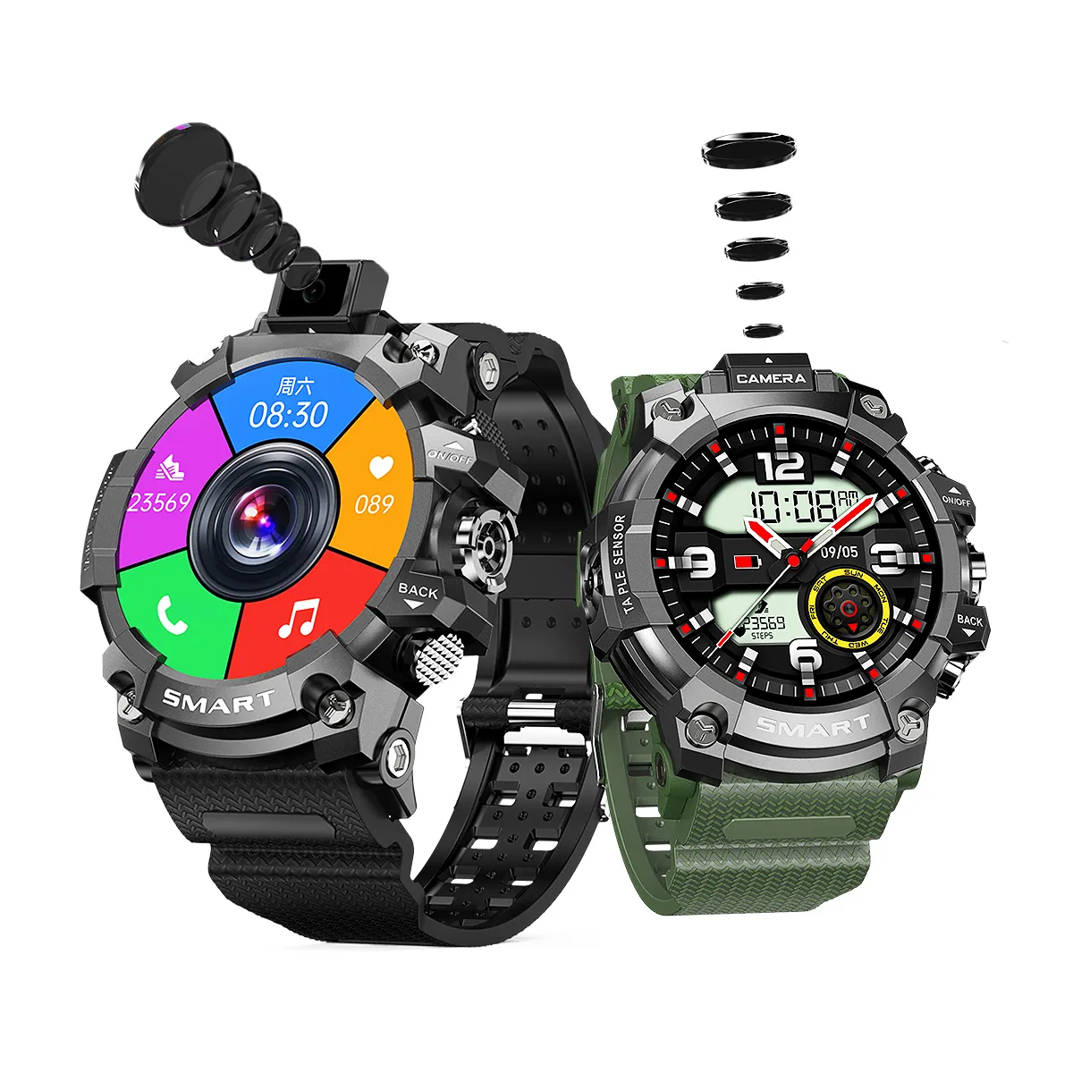 Smartwatch Q999 de fábrica com tela circular de 1.6 polegadas com câmera WIFI GPS BT, cartão SIM, Android 9.0, relógios e telefones