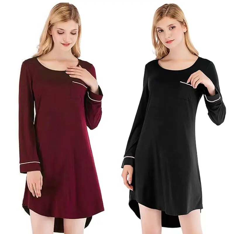 Ropa de Casa sexy para mujer, ropa de otoño, ropa de dormir para mujer, camisón de noche para mujer, pijama de Modal, camisón, vestidos de noche para mujer