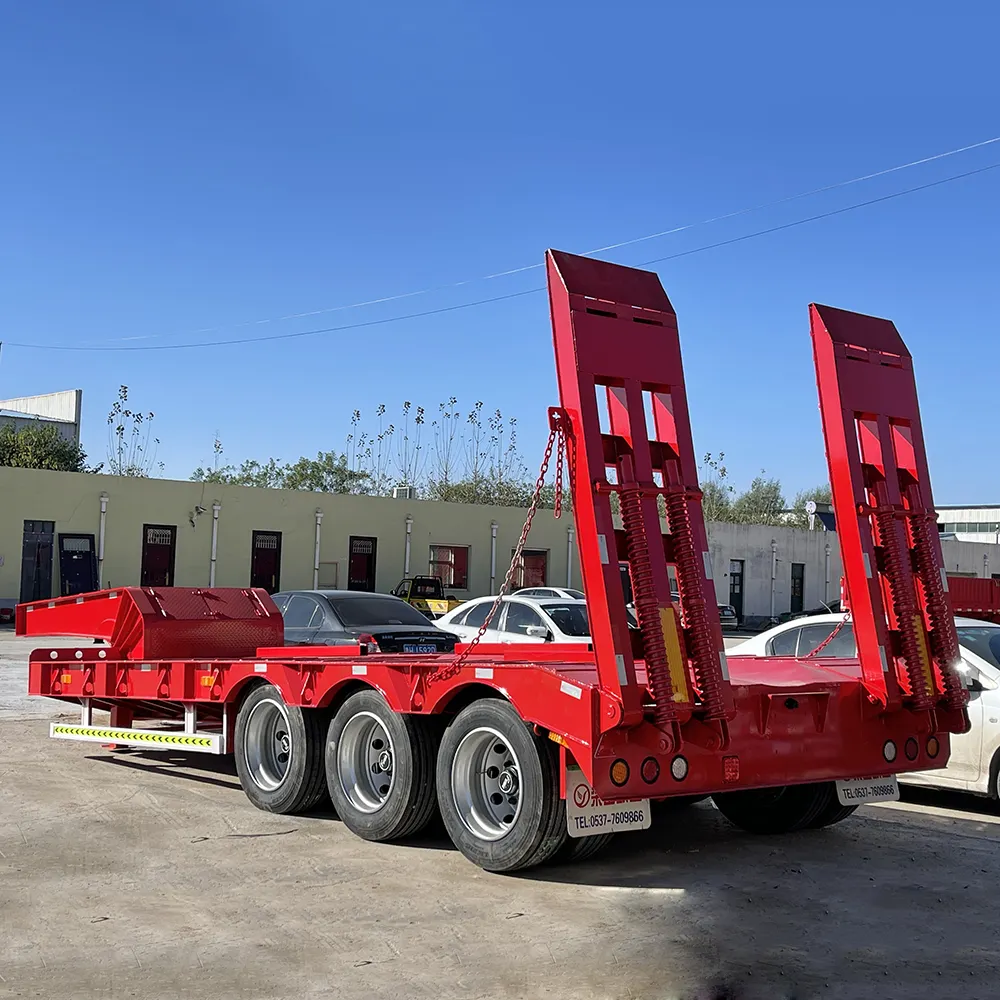 12 Wheelers container chassis Loader Lowbed Truck Low Bed Trailer low platform Semi-Trailer