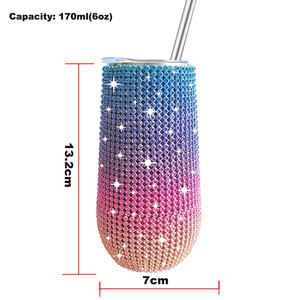 Bling Diamond U-Shaped Eggshell 6oz Stainless Steel Vacuum Coffee Cup <strong>American</strong> Style Metal <strong>Mug</strong> Travel Coffee <strong>Mug</strong>