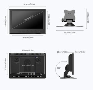 Monitor HM pequeño de 7 pulgadas, pantalla LCD de 1024x600, Mini Monitor HM AV para PC, cámara de seguridad CCTV, ordenador portátil RasPi - Product Image 4