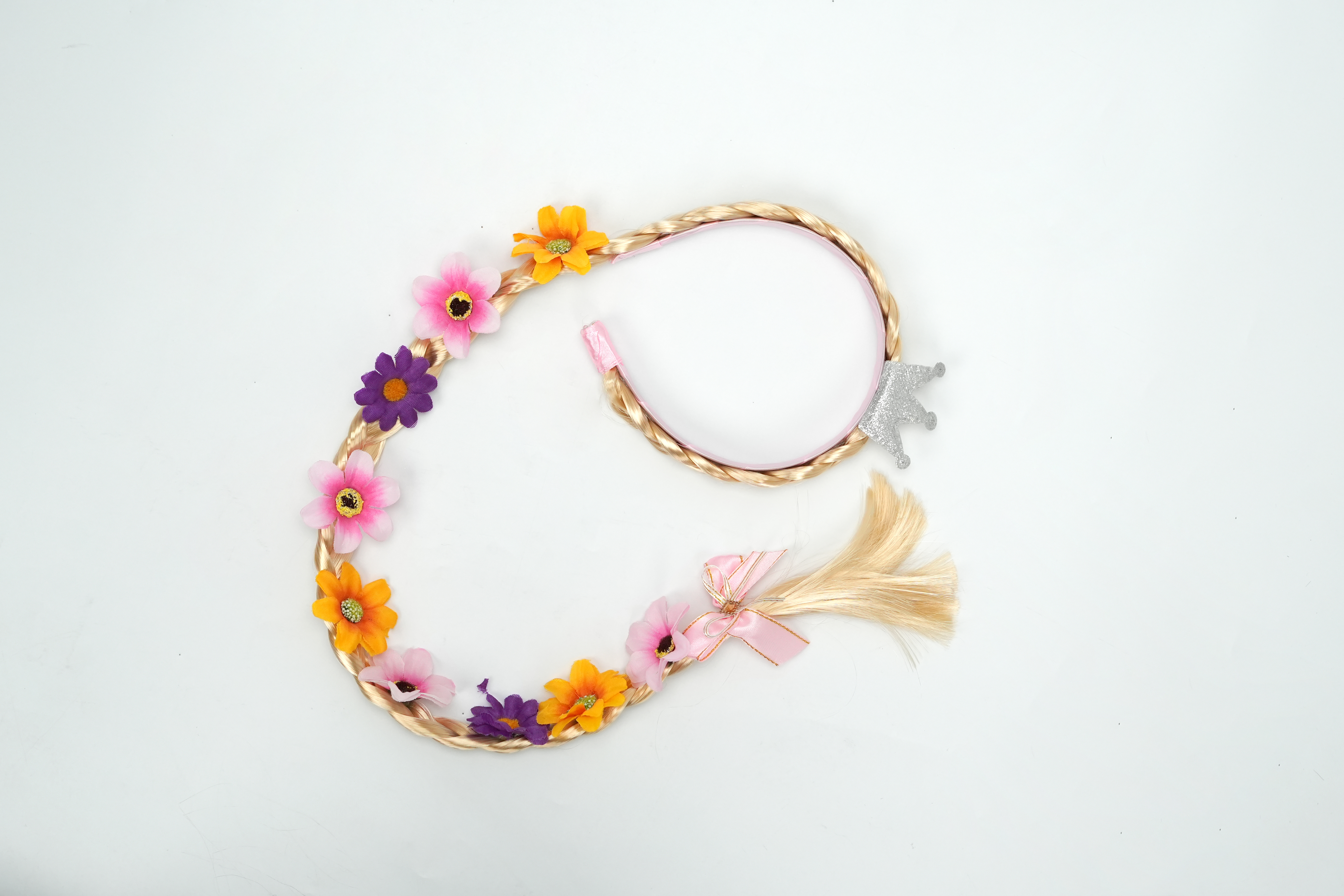 blonde with flower and pink bow