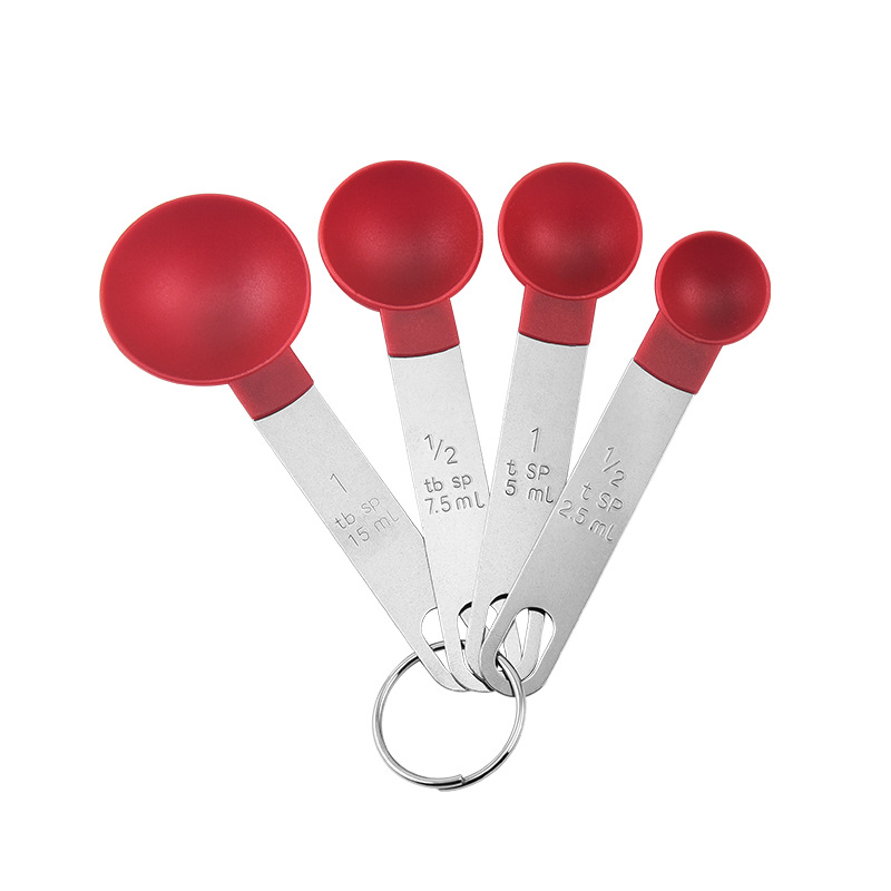 Red small 4-piece measuring spoon