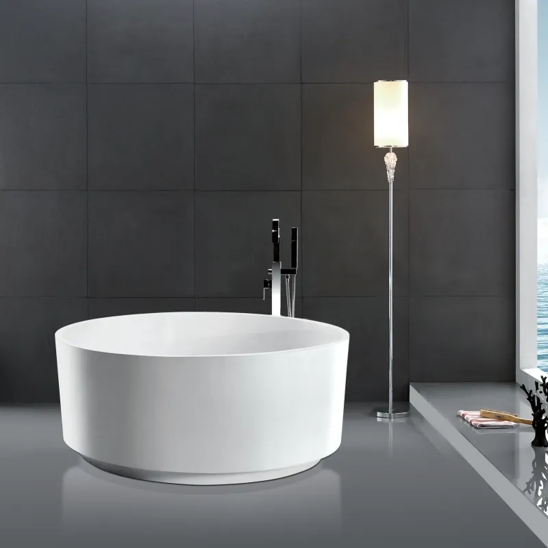 Semplice bianco acrilico Freestanding vasca da bagno Hotel moderno appartamento personalizzato scatola di cartone + schiuma + cassa di legno 5 anni