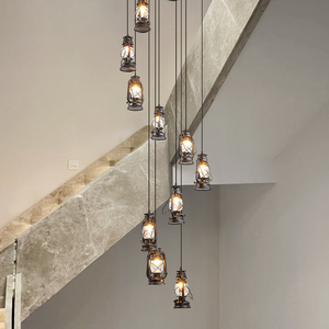 Mỹ Retro đất nước dầu hỏa Đèn chùm sáng tạo ban công đèn hoài cổ đèn lồng nhà bếp trang trí mặt dây chuyền ánh sáng kim loại sắt - Product Image 3