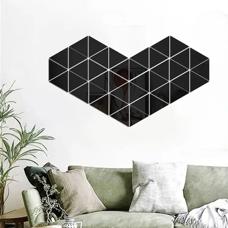 Autocollant mural miroir 3D en acrylique, étiquette créative, Triangle, décoration de salon, maison, miroir, Diy bricolage, vente en gros, offre spéciale,