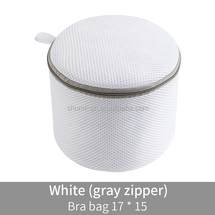 White mesh with grey zipper